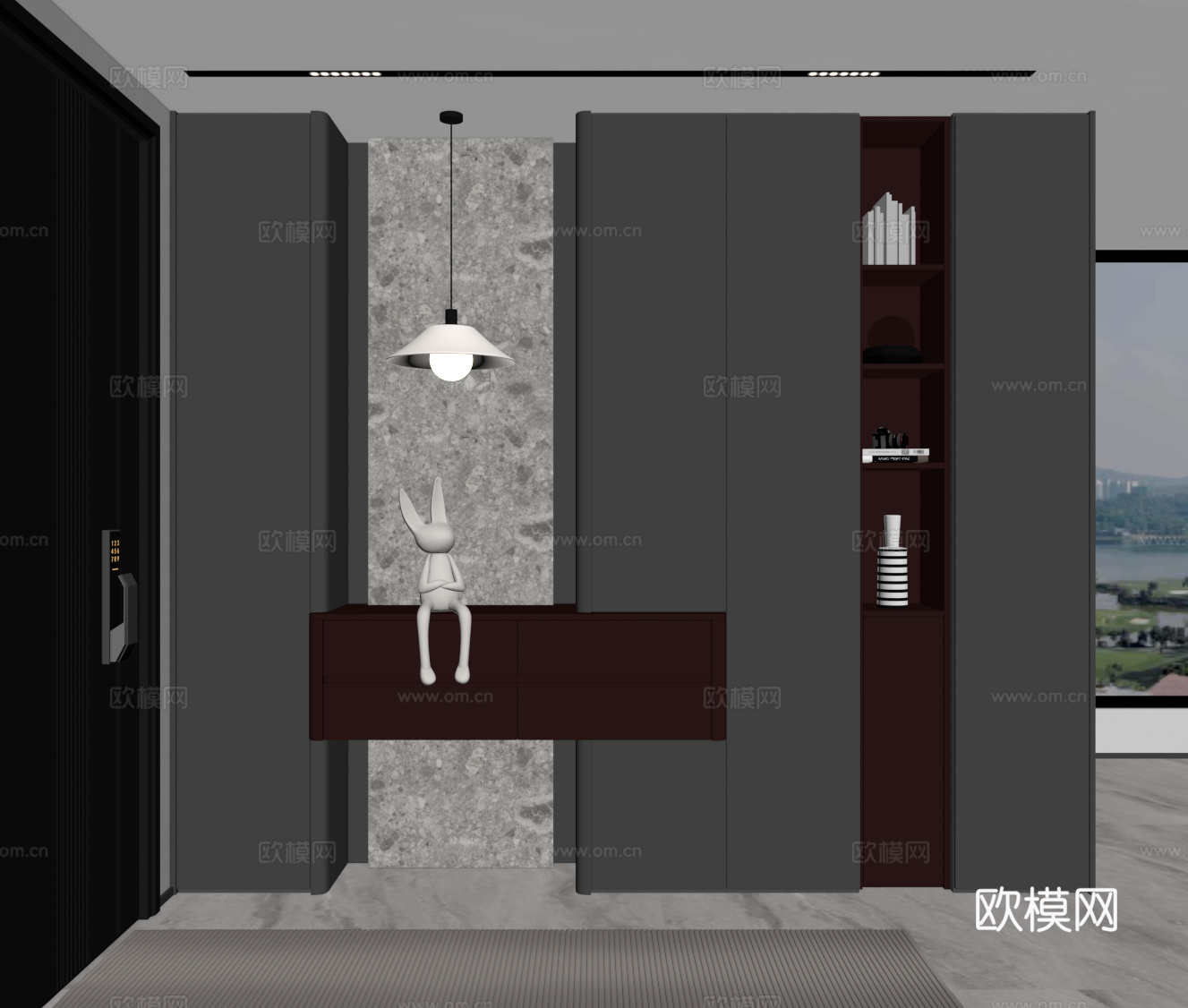 现代入户玄关柜 鞋柜su模型