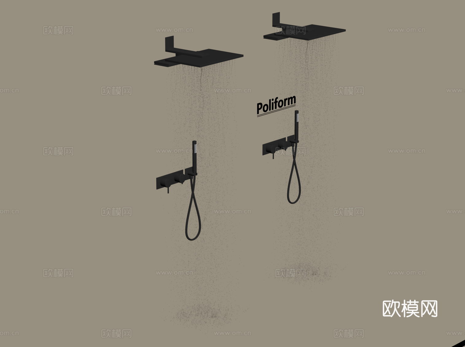 现代花洒 淋浴su模型