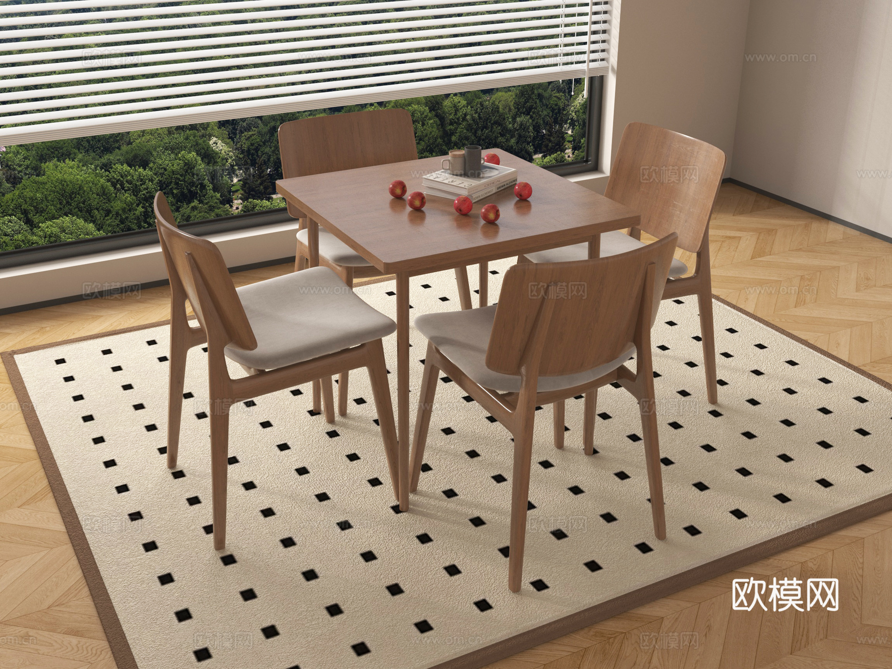 北欧休闲桌椅 洽谈桌椅su模型