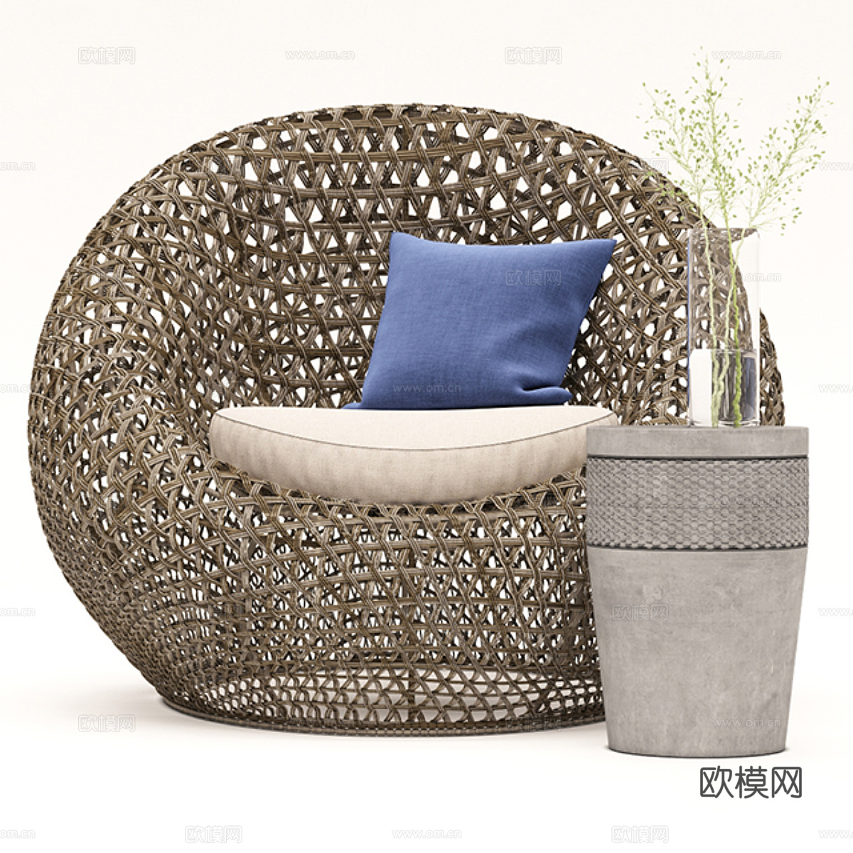 休闲椅边几3d模型