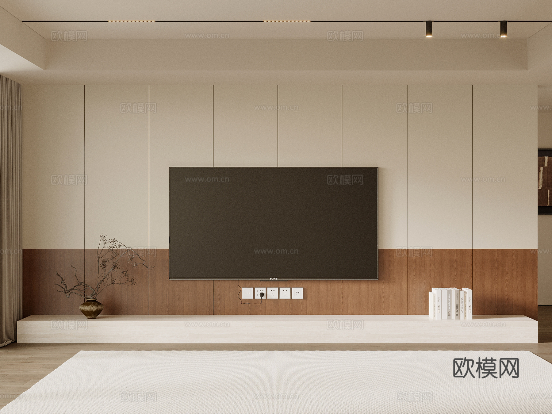 中古风电视背景墙su模型