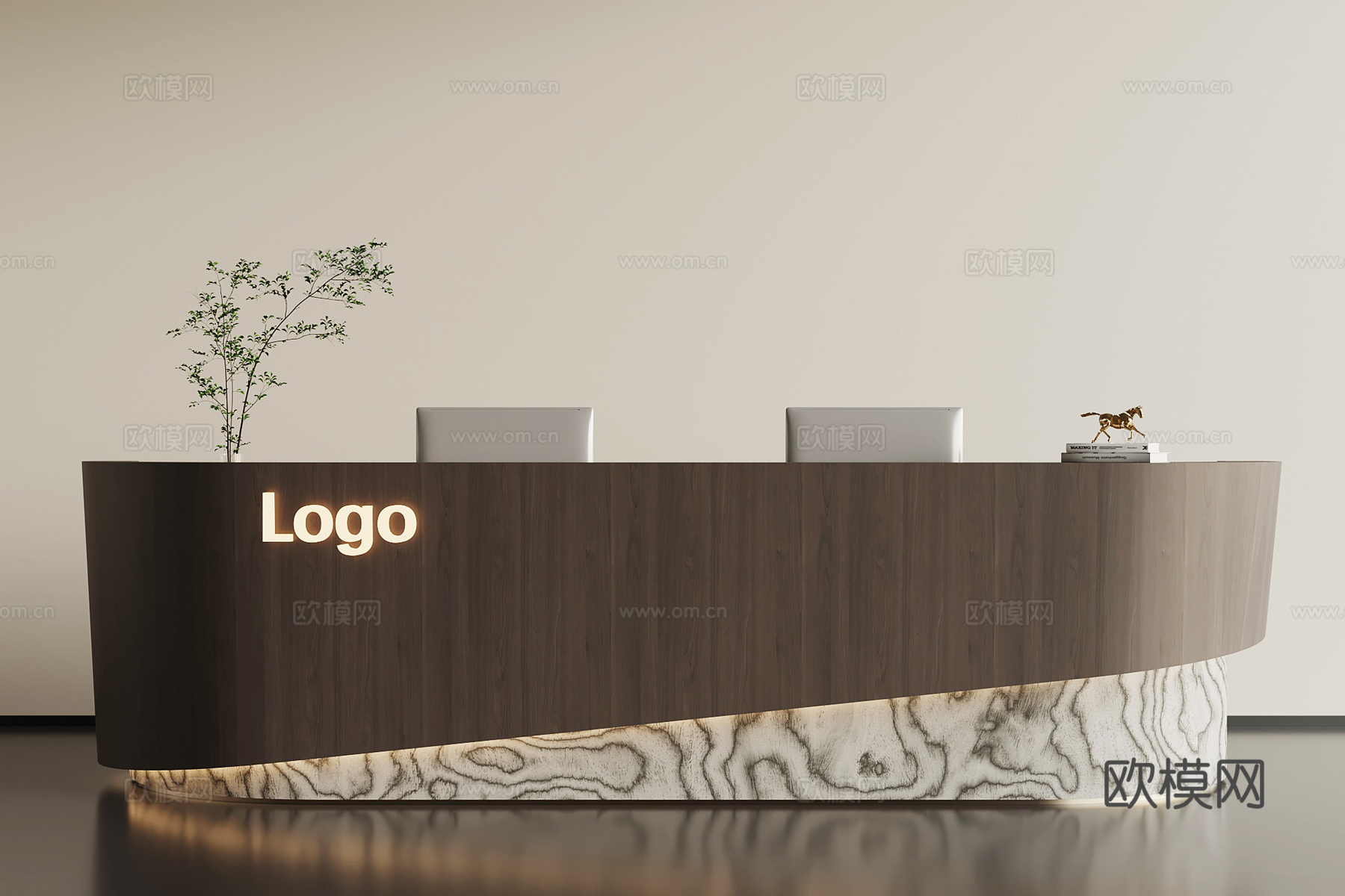 现代意式接待台 前台su模型