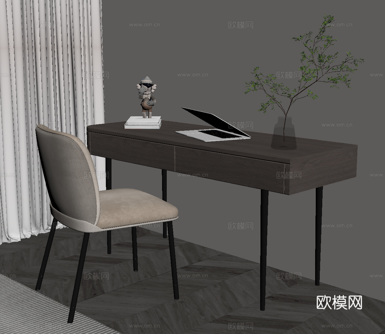 现代意式书桌椅su模型