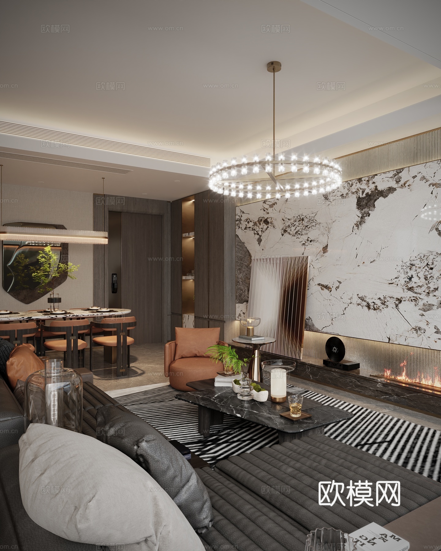 轻奢客餐厅样板su模型