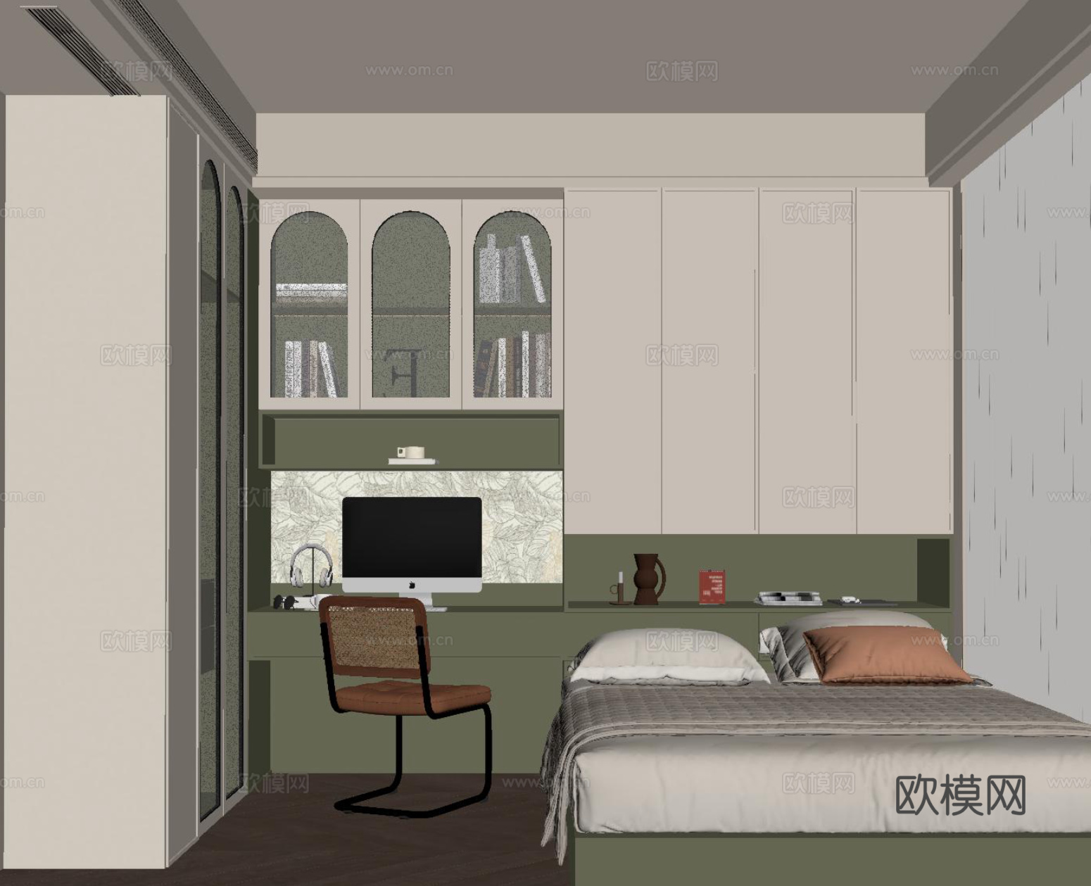 法式榻榻米卧室su模型