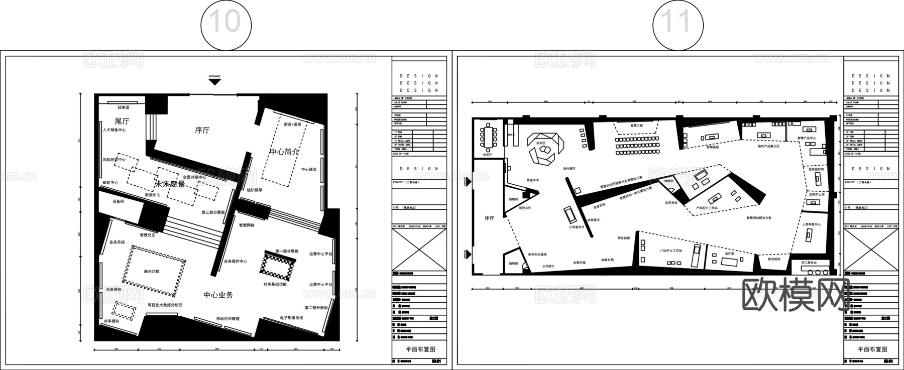 多套科技展厅平面图cad施工图