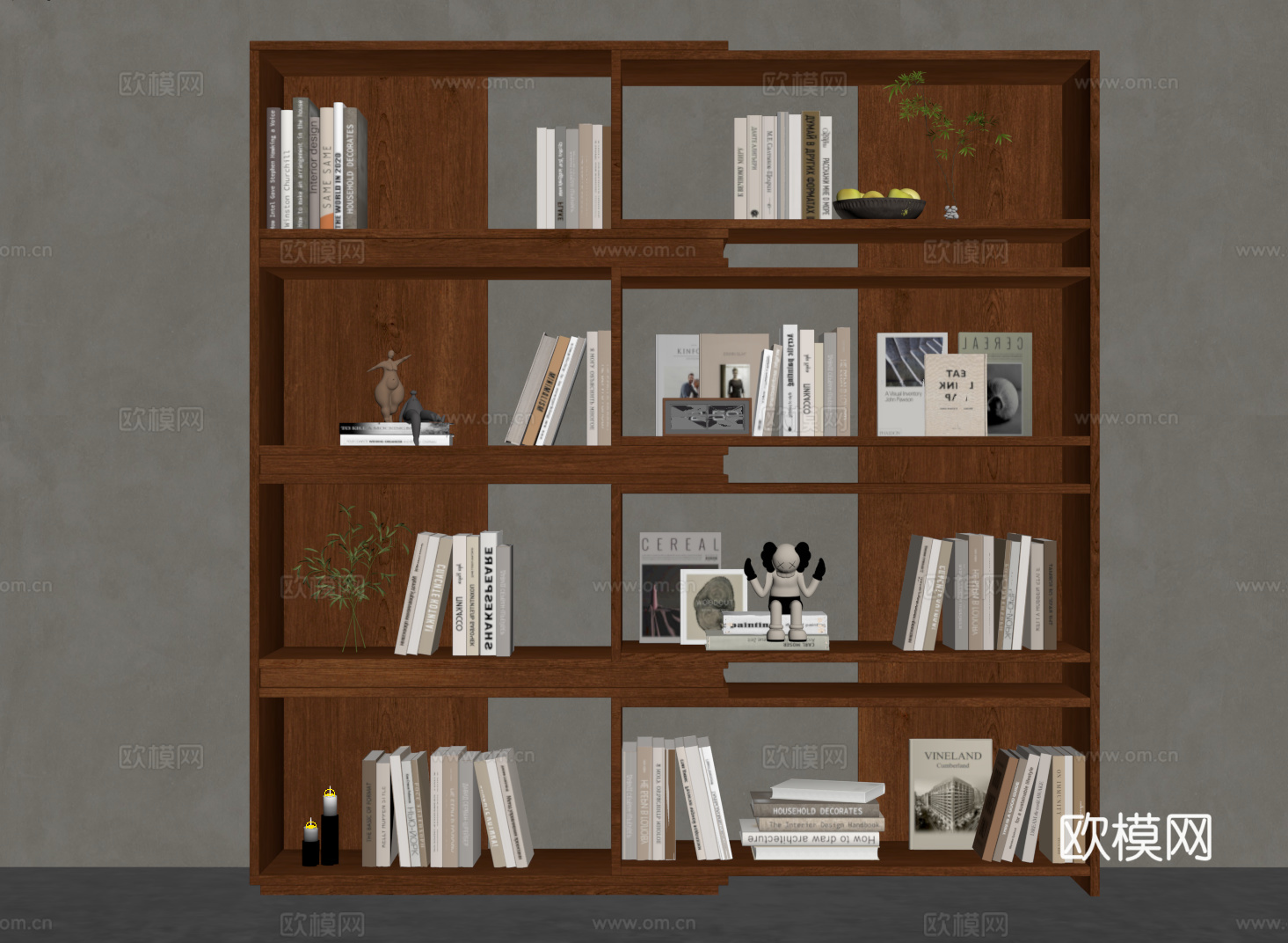 现代伸缩书架 中古置物架 收纳架 装饰架 展示架su模型