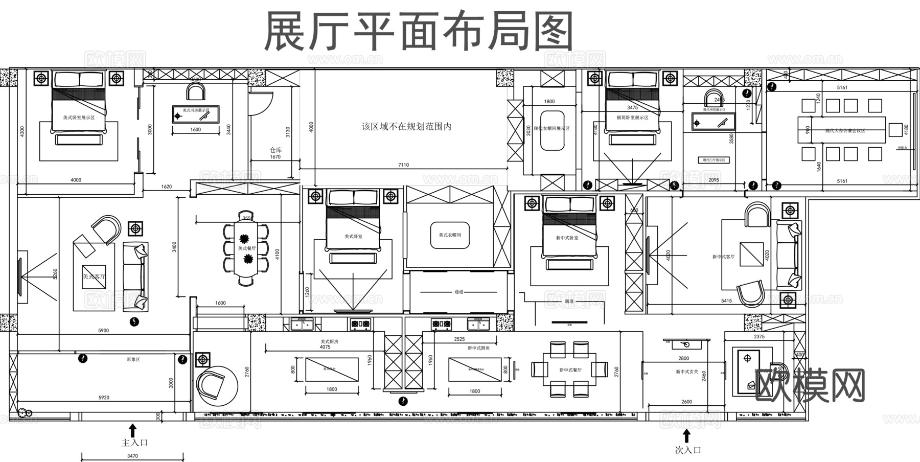 家具展厅平面图cad施工图