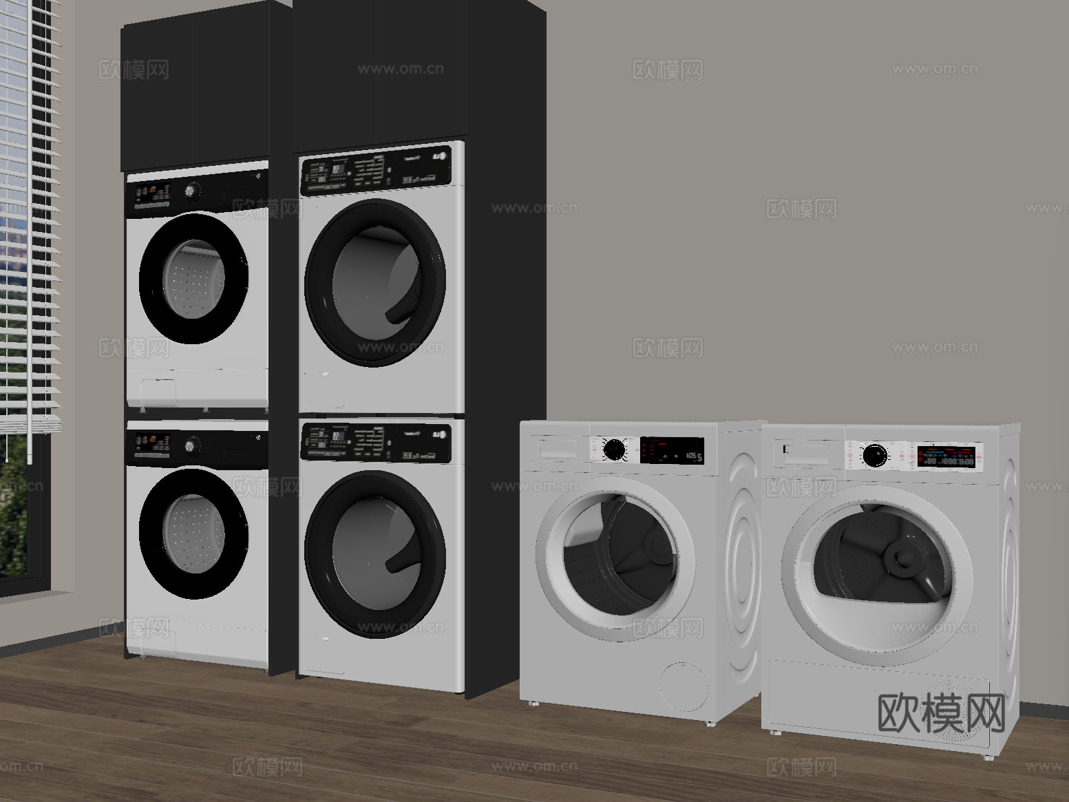 现代洗衣机 烘干机su模型