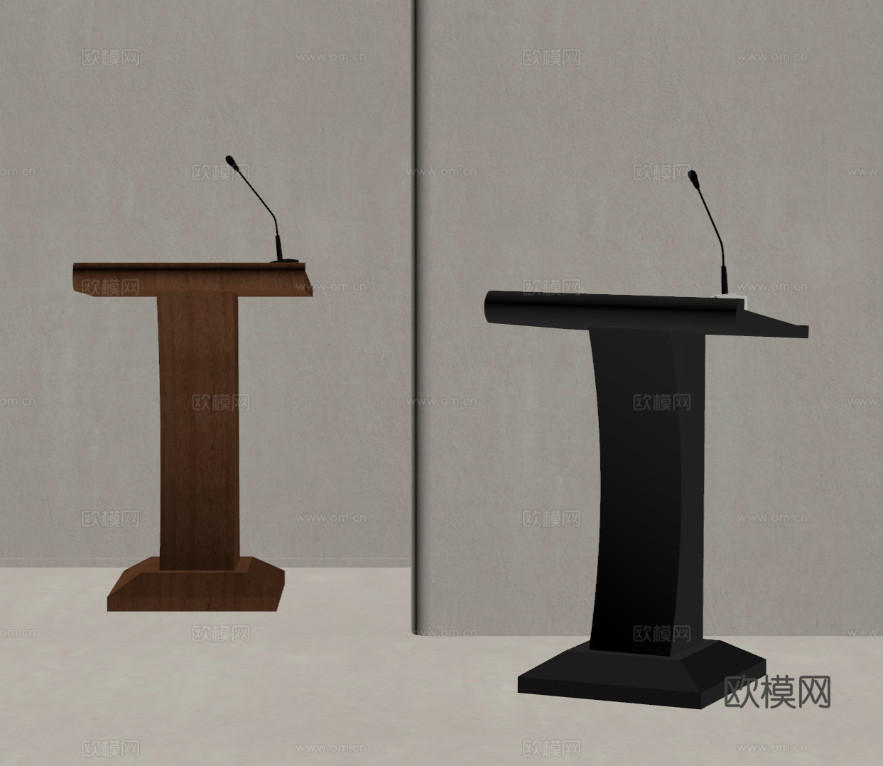 现代中古讲台su模型