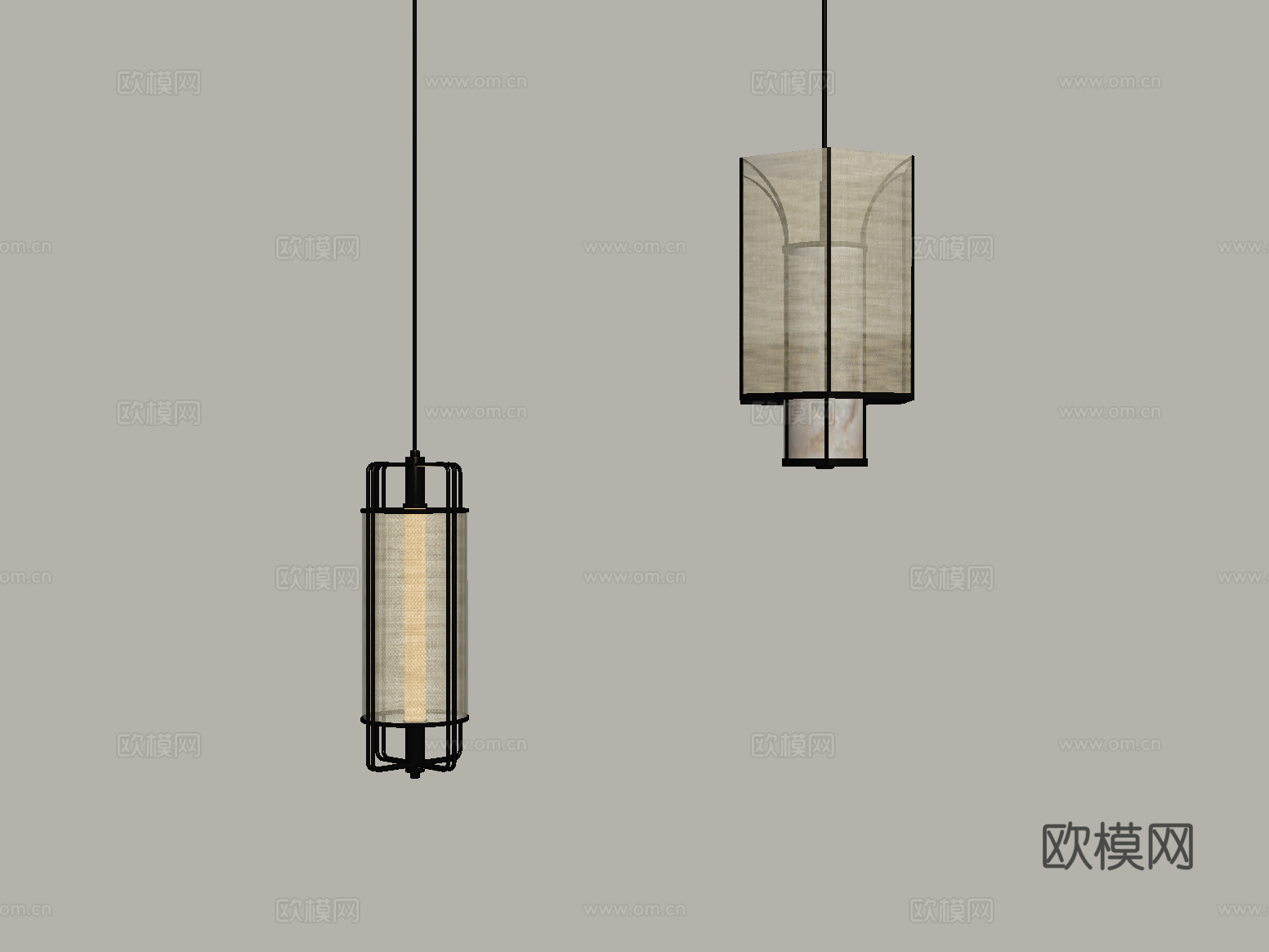 新中式吊灯 装饰吊灯 金属吊灯su模型