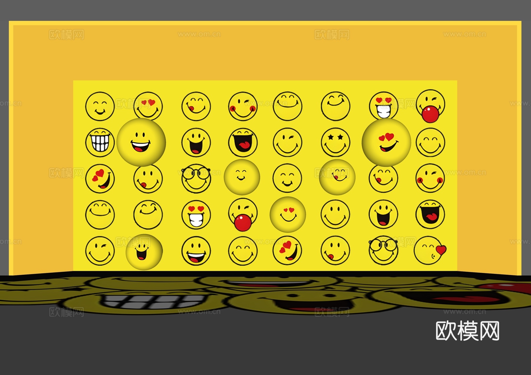 表情包墙 互动墙 心情墙 美陈墙面 网红打卡墙 儿童互动墙su模型