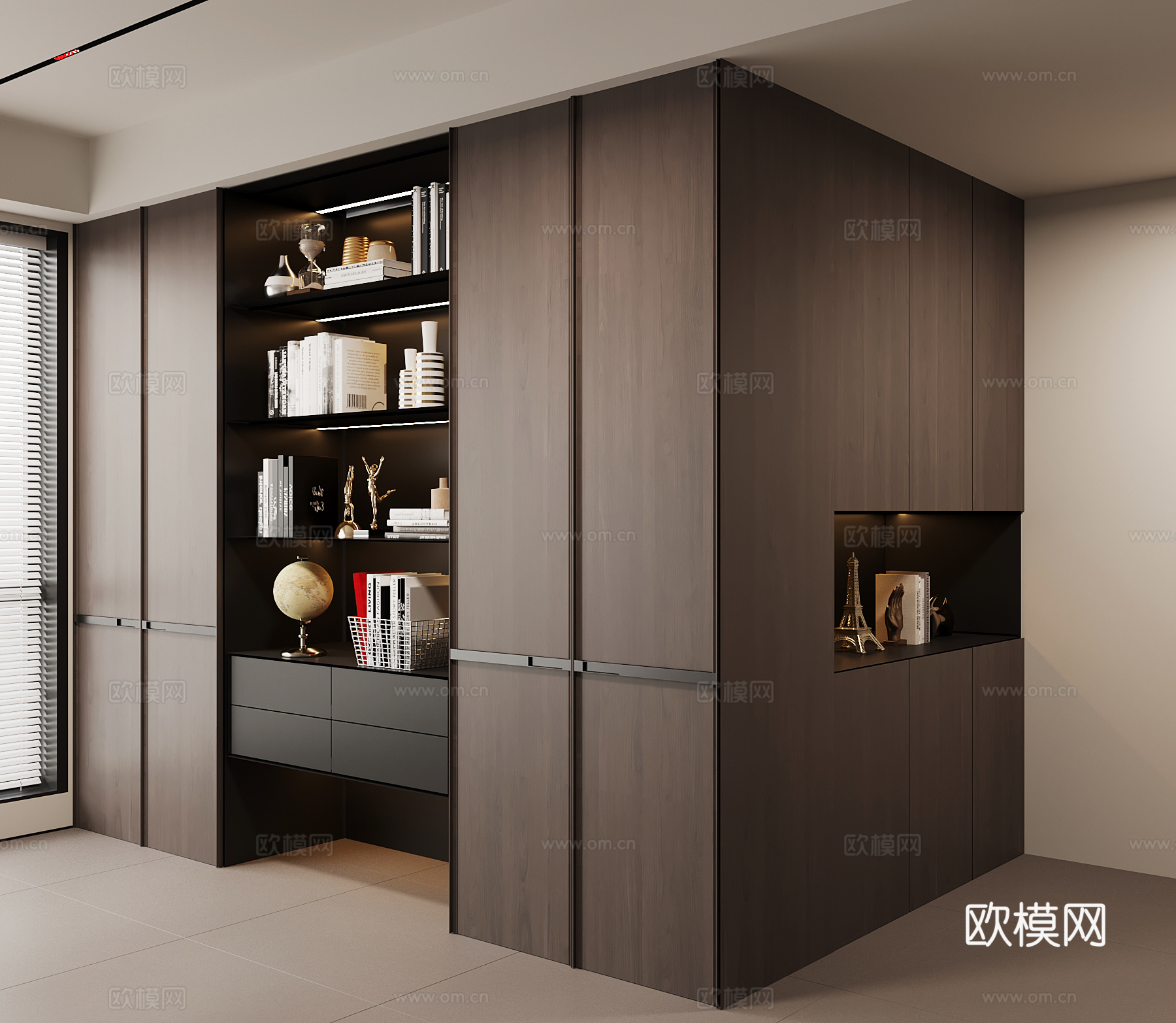 现代意式书柜 玄关柜su模型