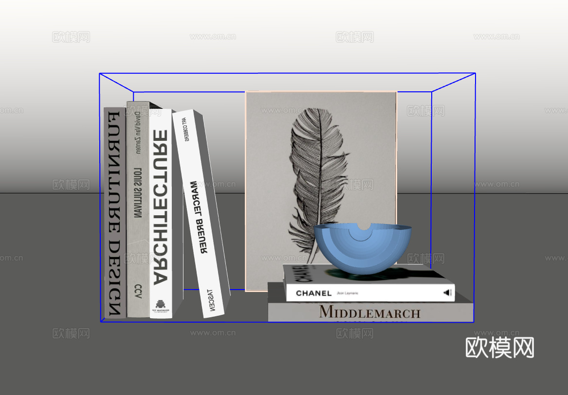 书籍摆件su模型
