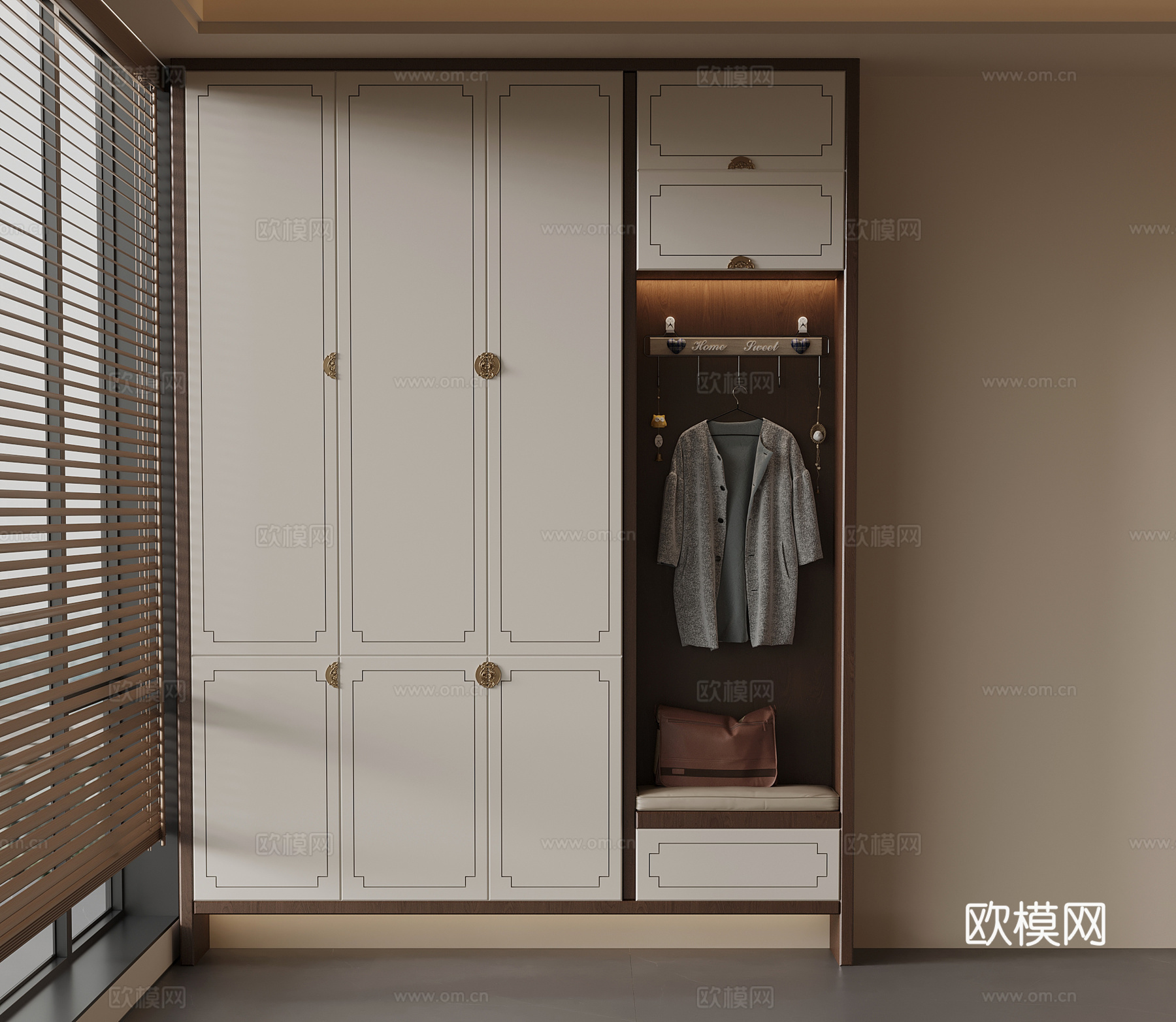 新中式玄关柜 边柜su模型
