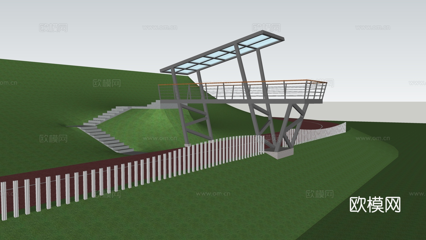 新中式观景台 景区乡村观景台su模型下载（渲染图2）