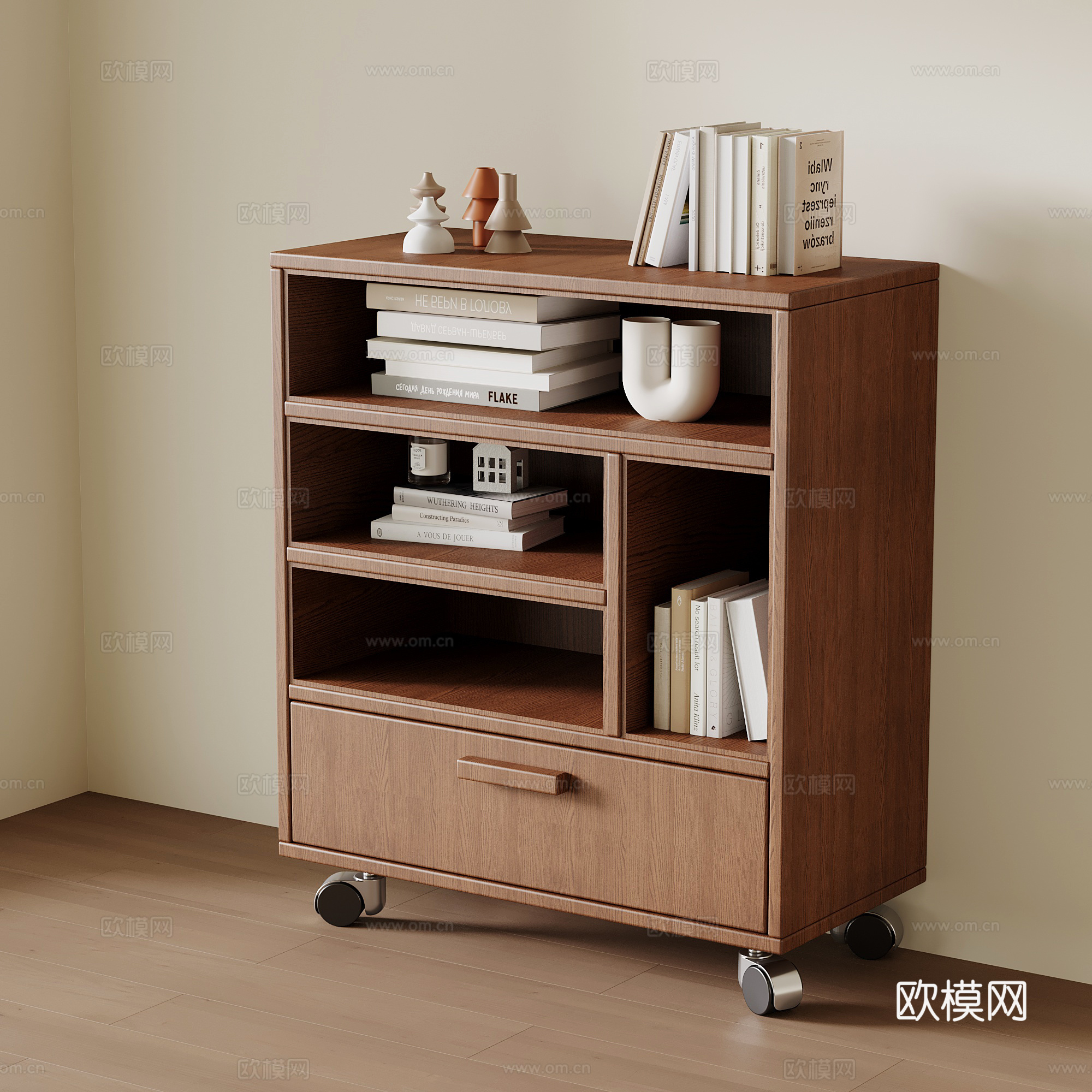 中古风书柜 书架 边柜 置物架su模型