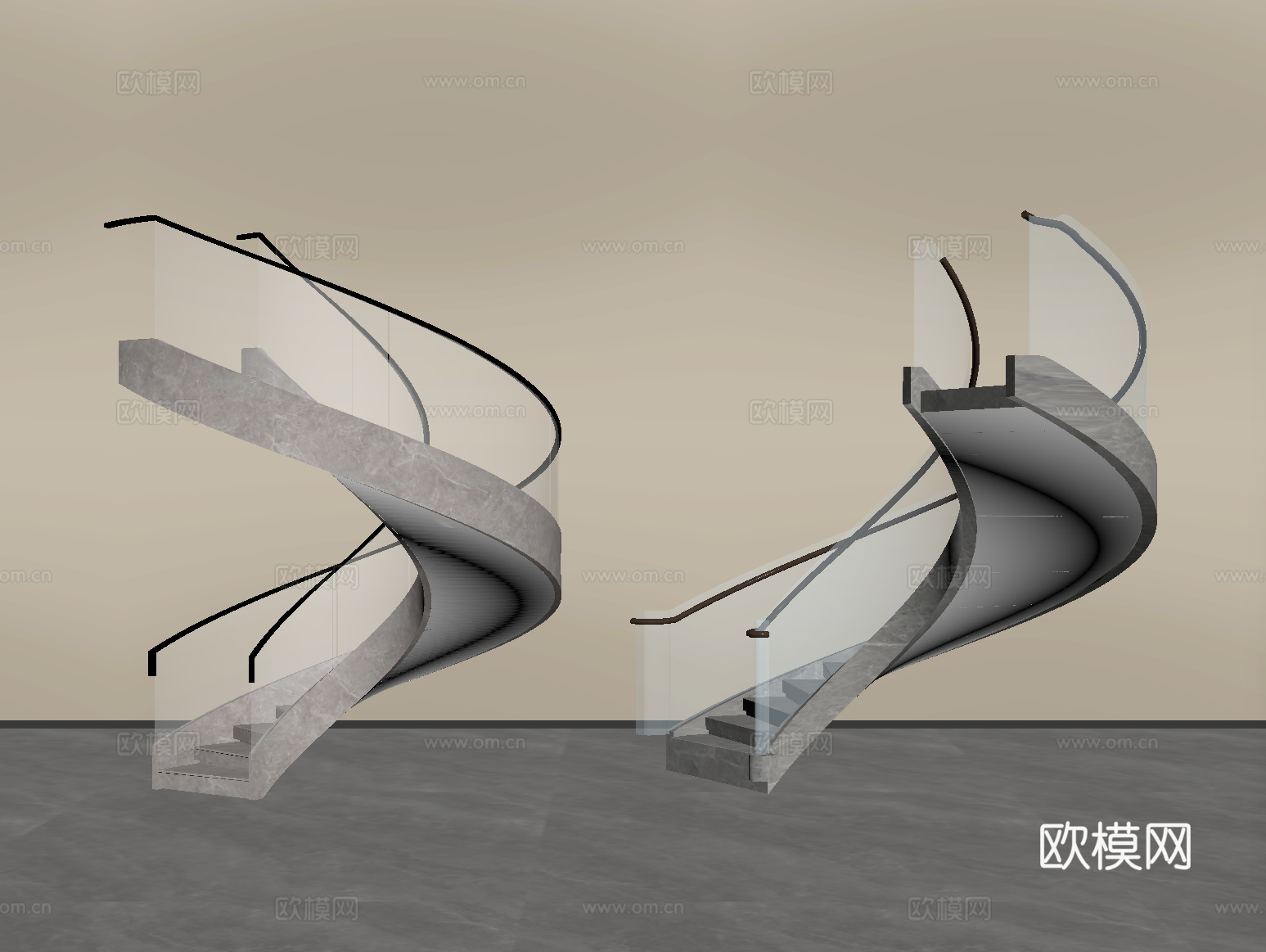 现代楼梯 悬浮楼梯su模型