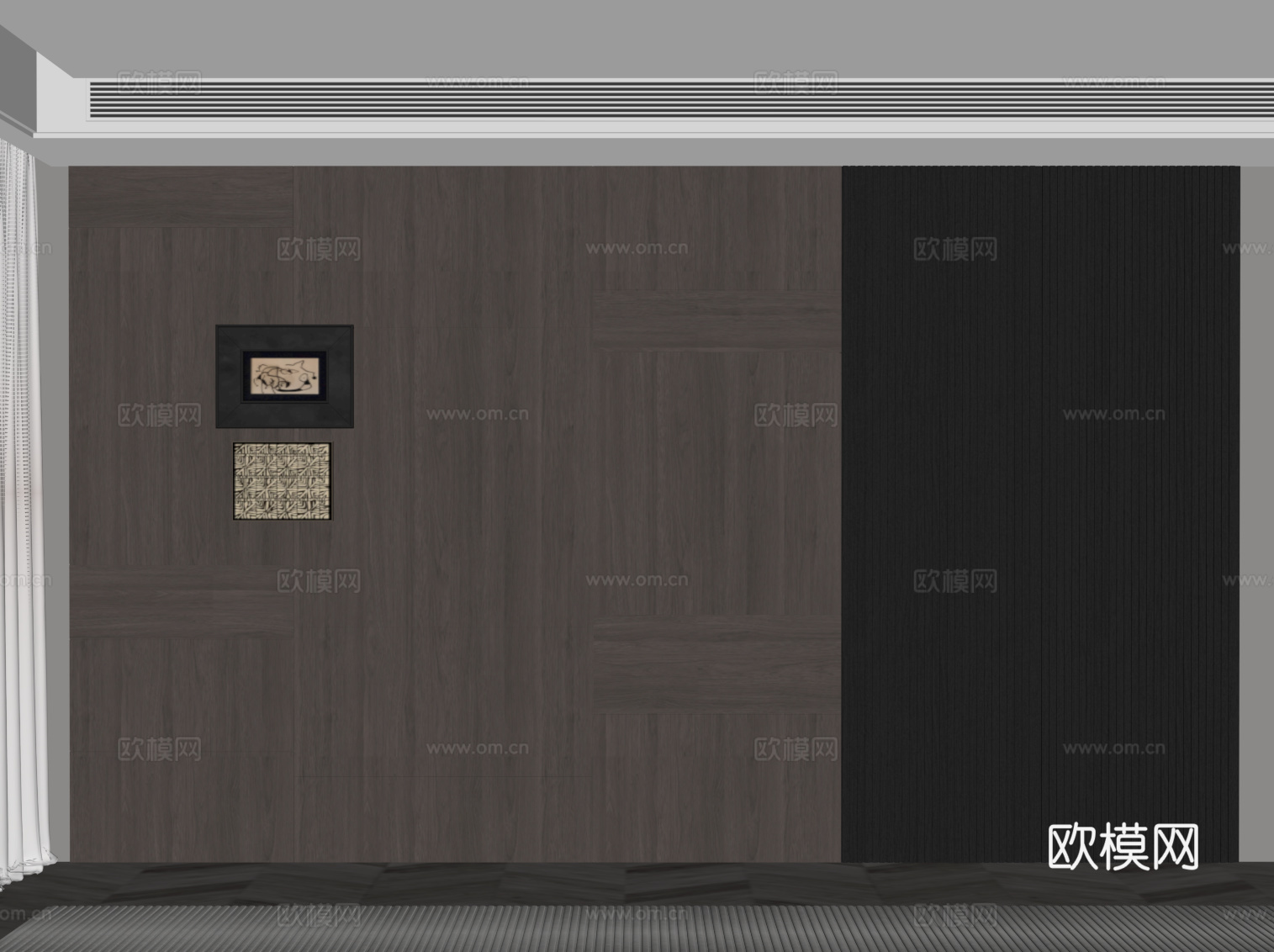现代意式沙发背景墙su模型