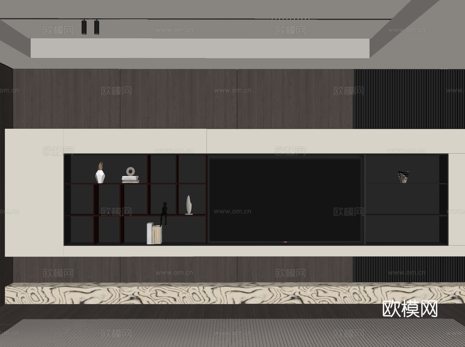 现代意式背景墙 电视背景墙su模型