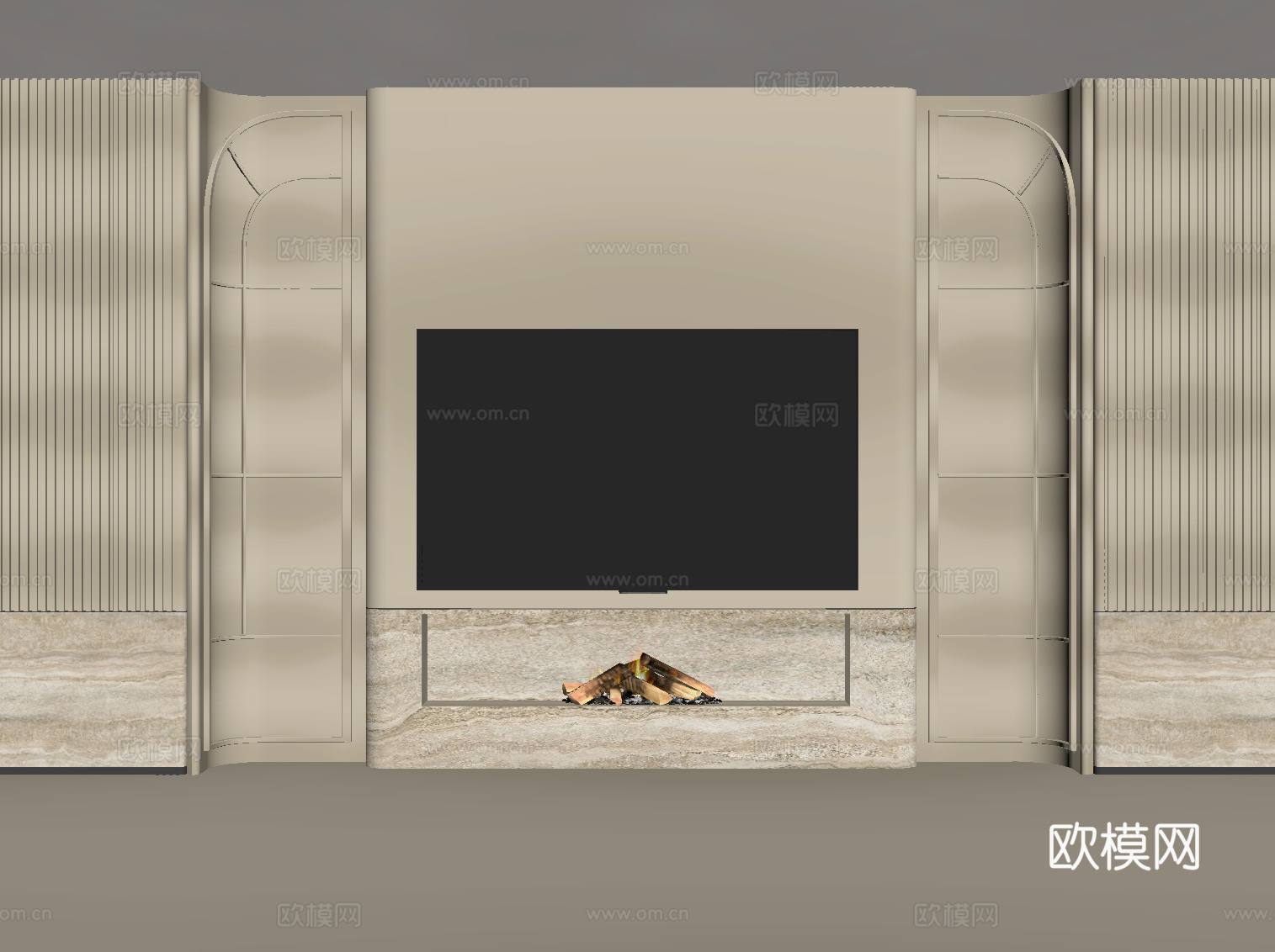 法式电视背景墙su模型