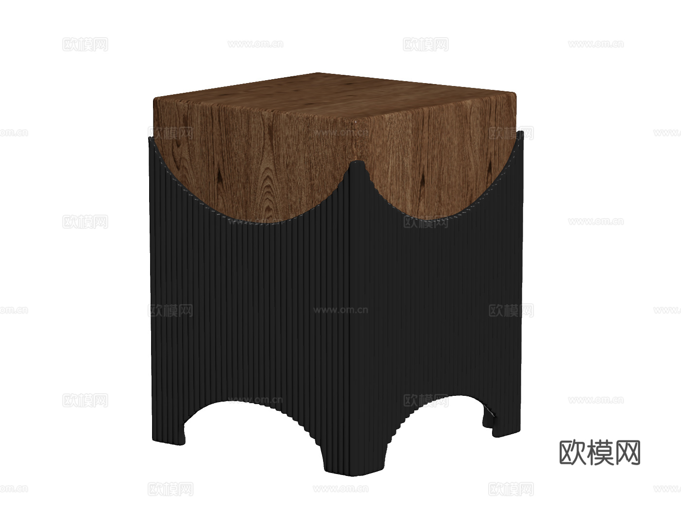 意式极简木凳子 木墩 实木边几 小茶几su模型