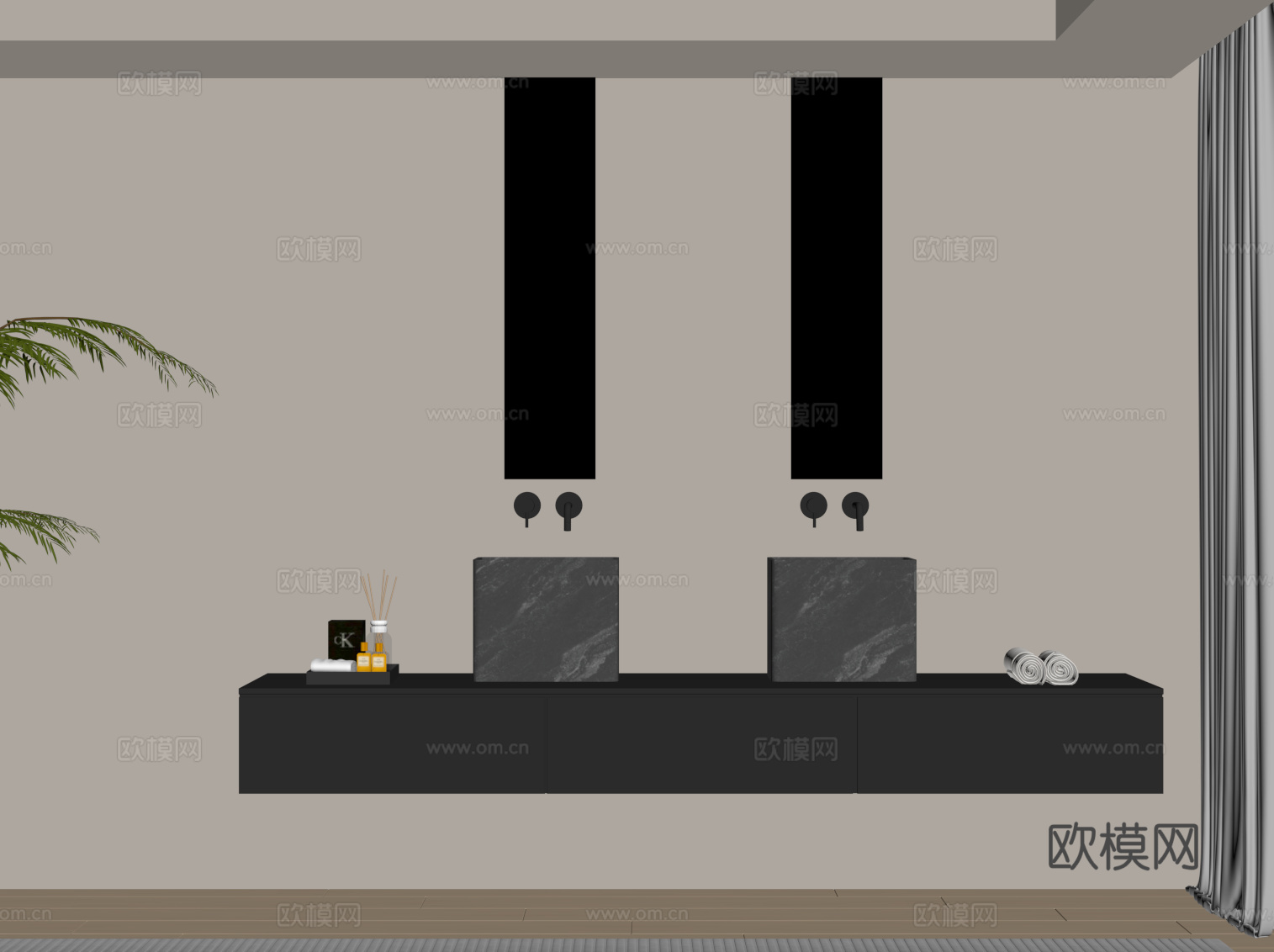 现代浴室柜su模型