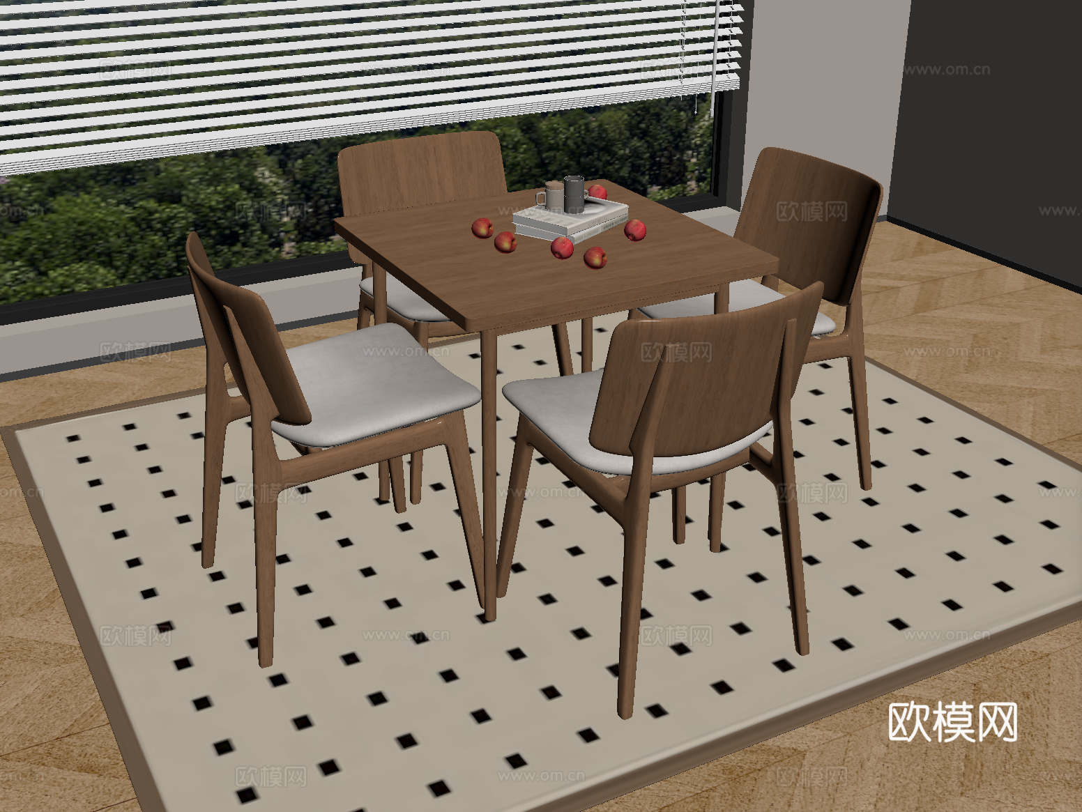 北欧休闲桌椅 洽谈桌椅su模型