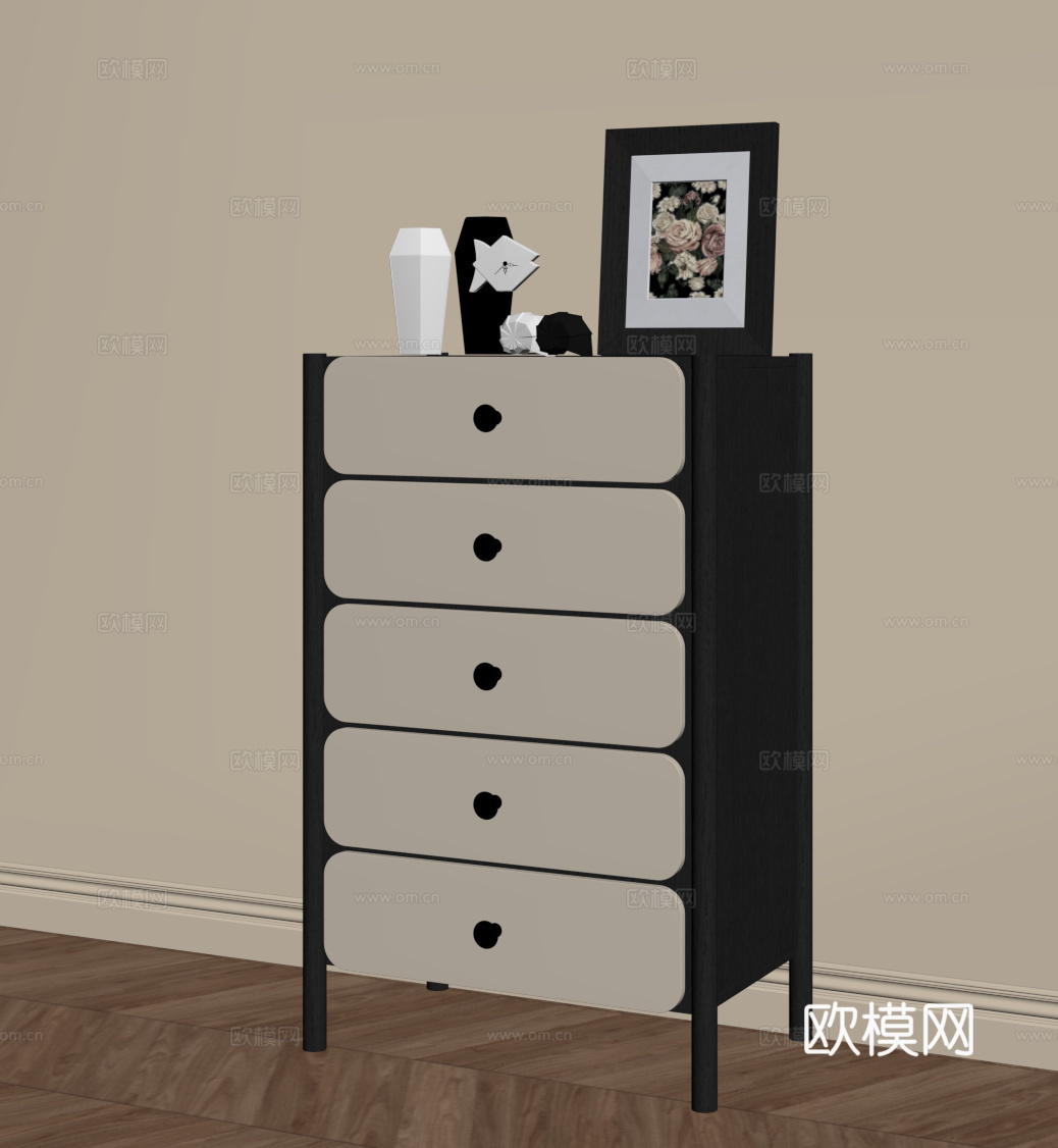 法式复古边柜 装饰柜su模型