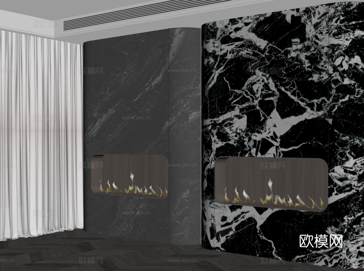 现代意式壁炉 火炉su模型