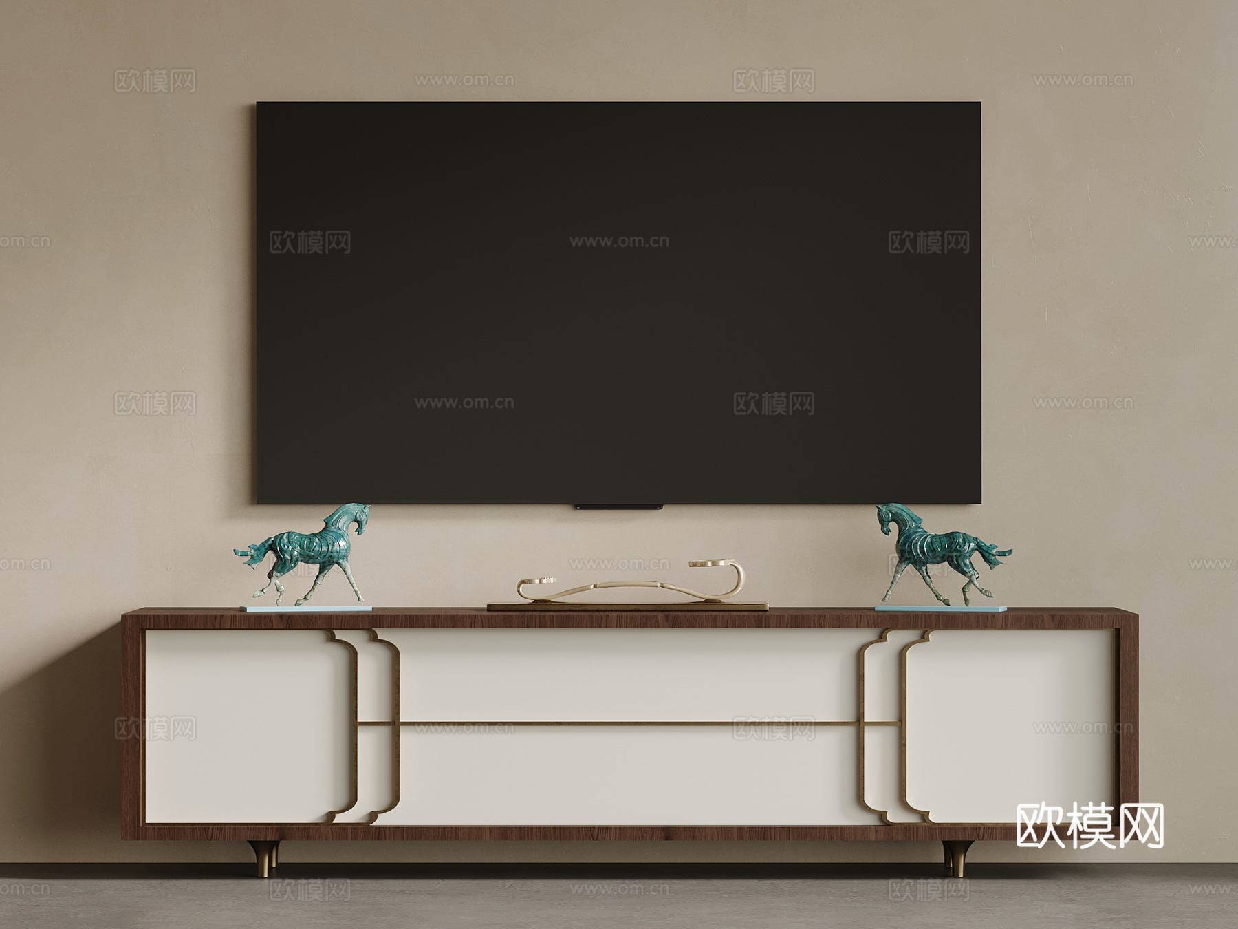 新中式电视柜 边柜su模型