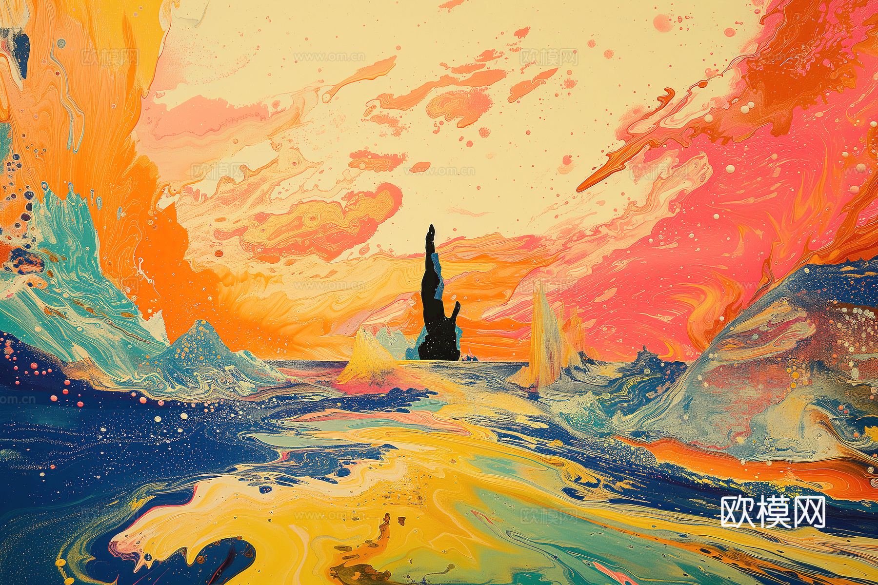 装饰画抽象画挂画拼贴风插画风漫画风儿童画壁画