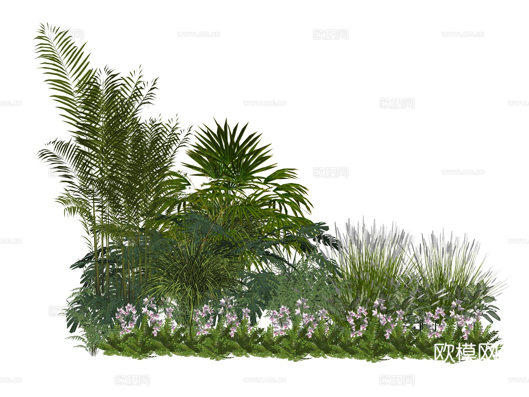 现代室内庭院植物堆景观组合su模型下载