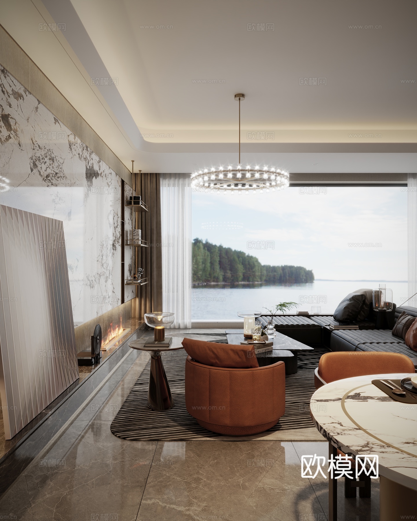 轻奢客餐厅样板su模型