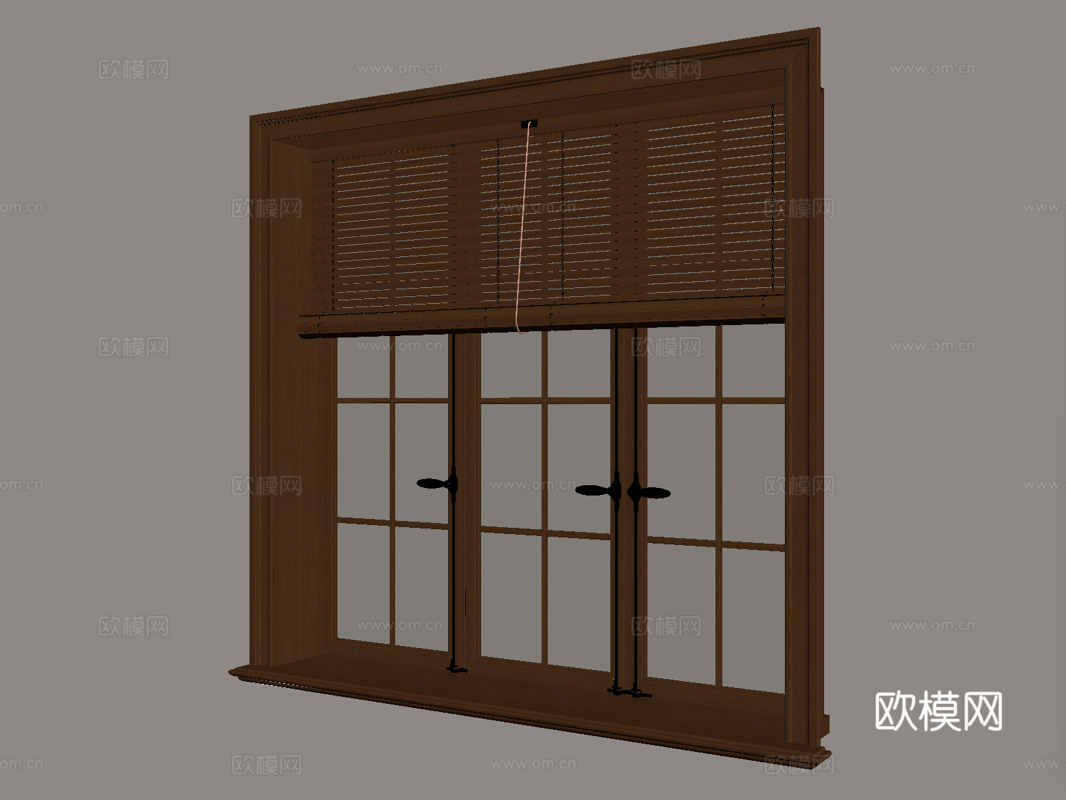 新中式窗帘 卷帘 竹帘 百叶帘su模型