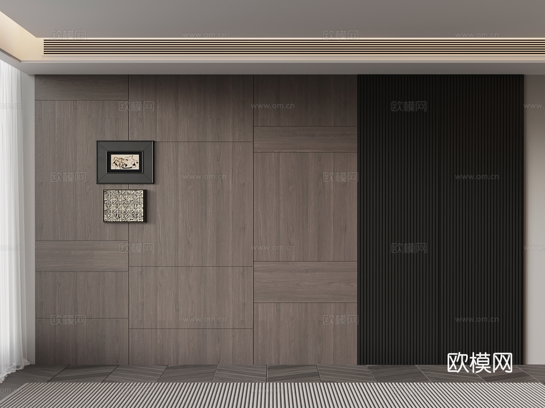 现代意式沙发背景墙su模型