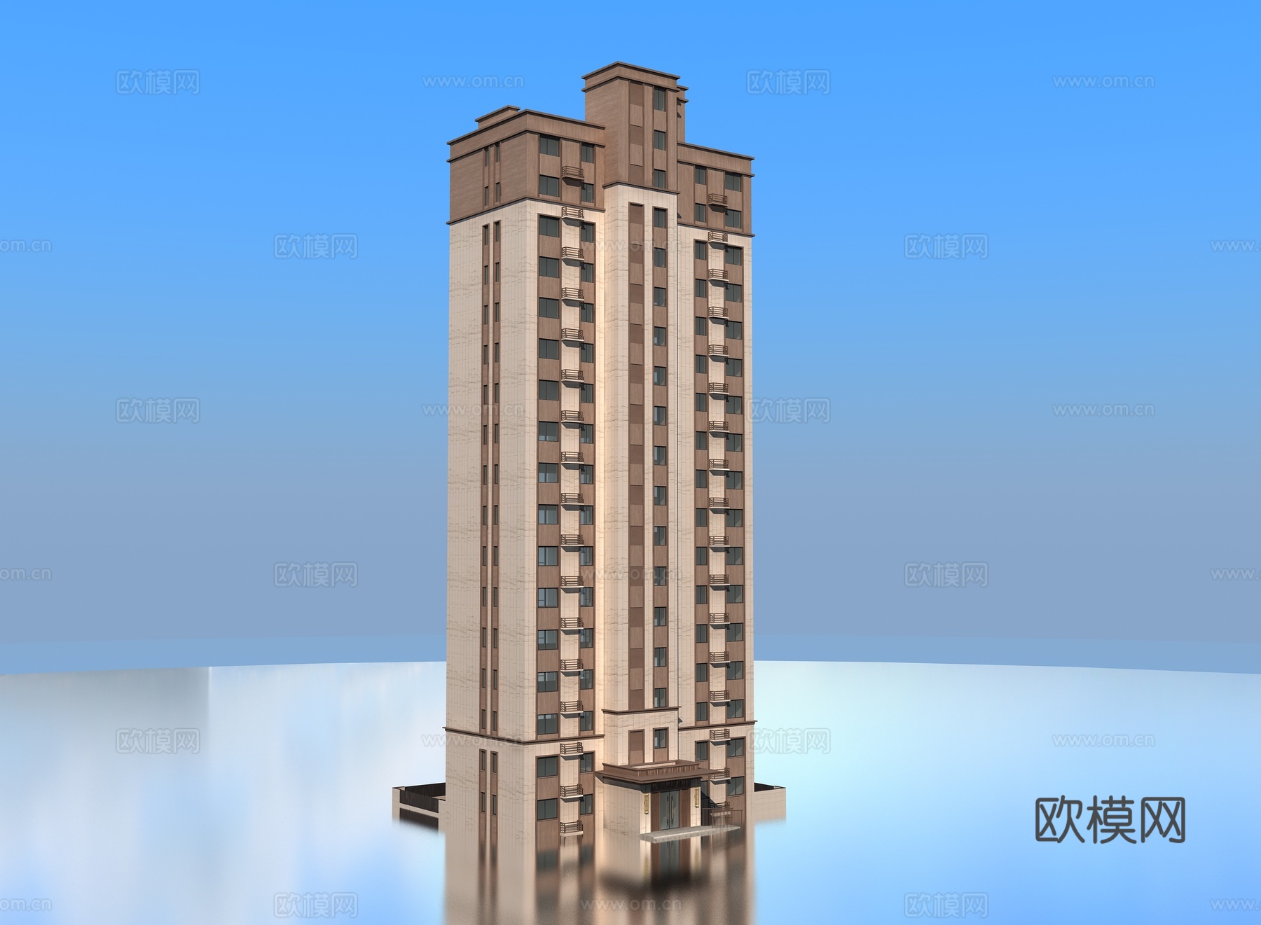 现代高层住宅3d模型