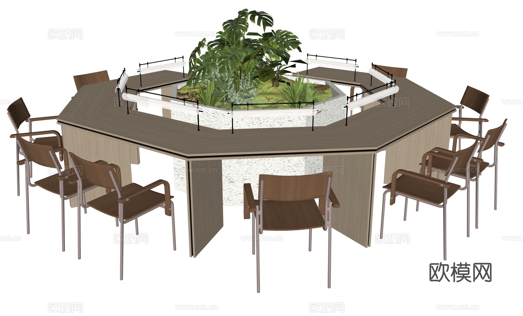 办公室桌椅景观su模型