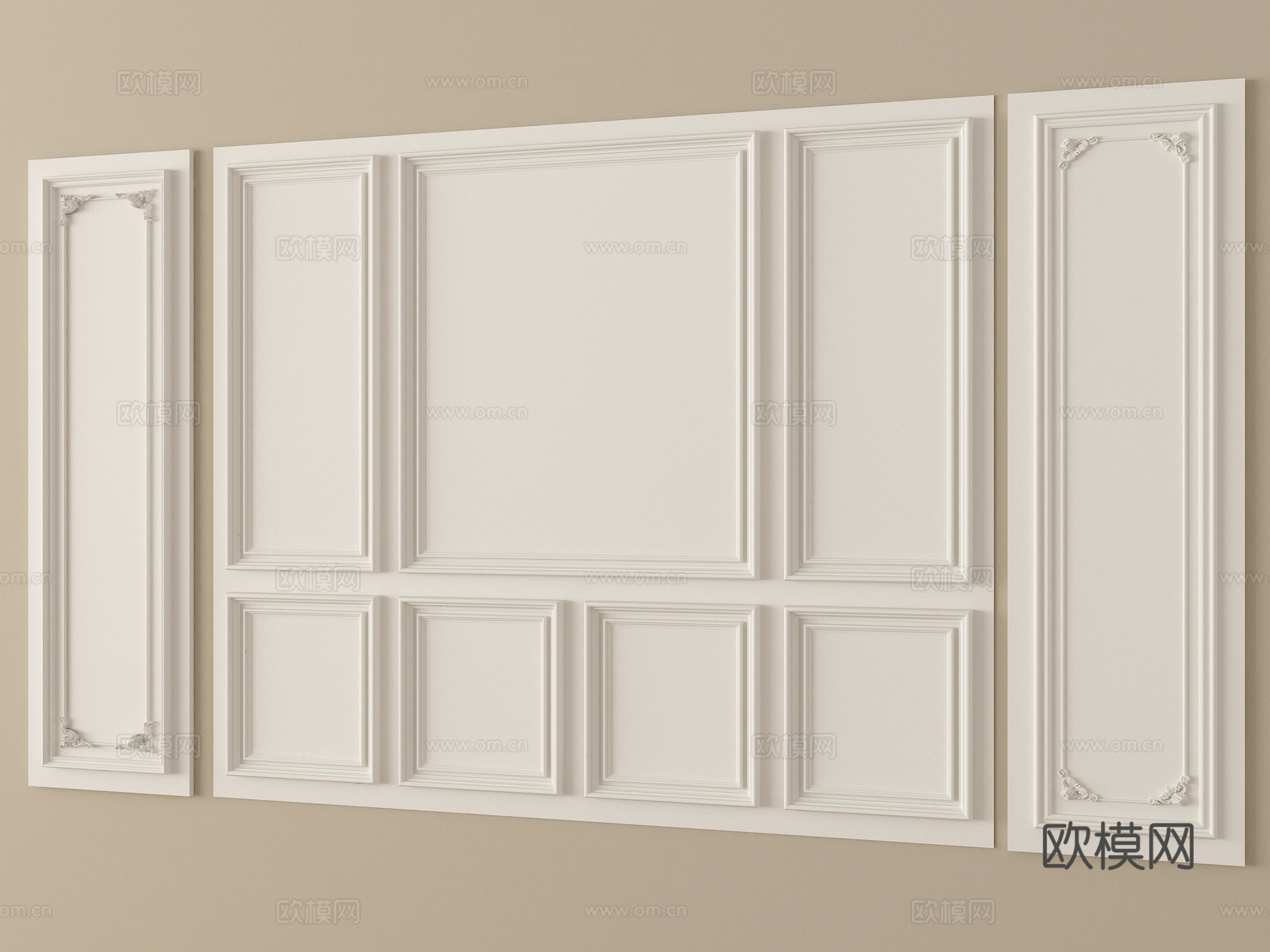 法式护墙板 墙饰板 背景墙su模型