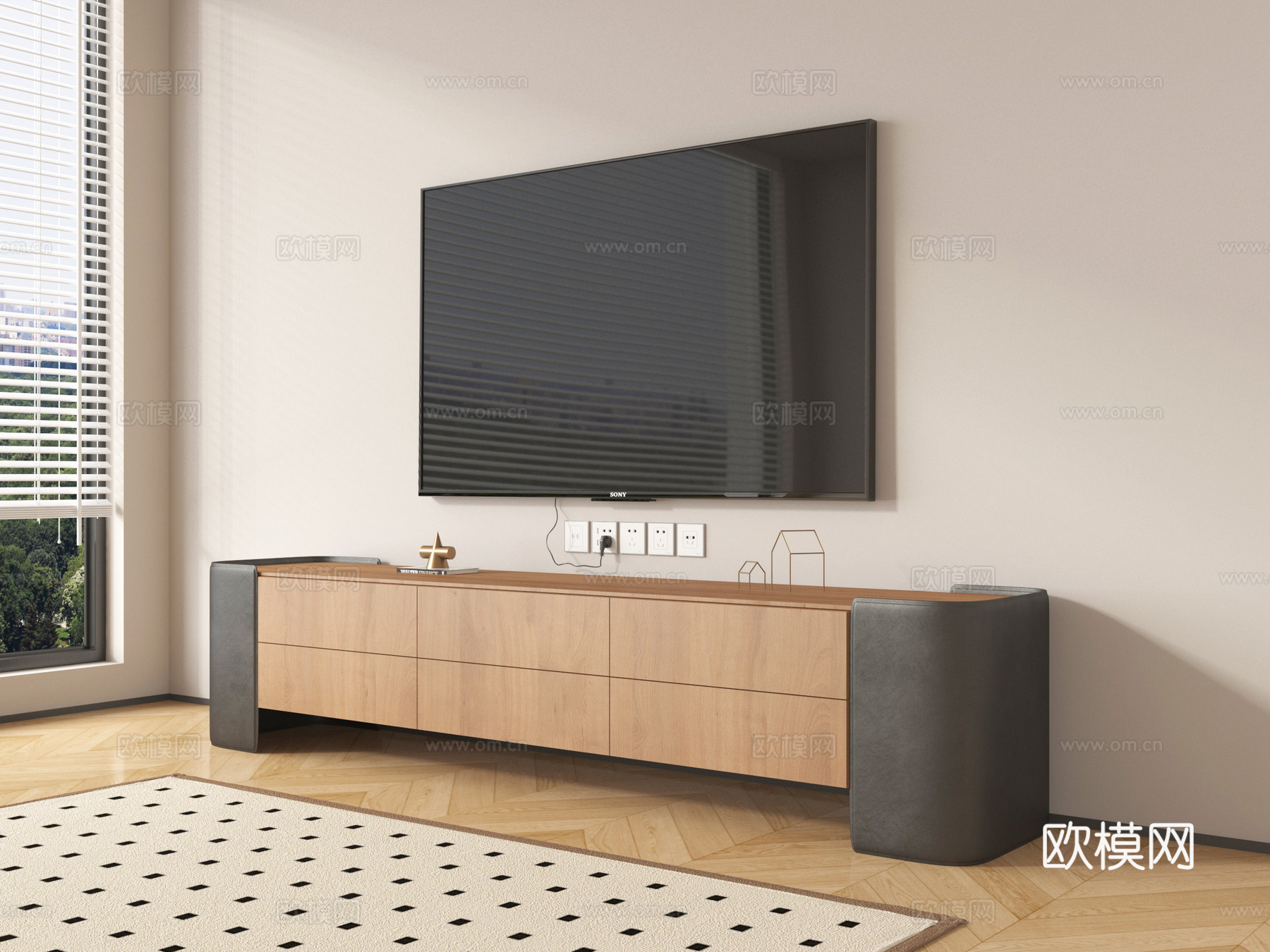 现代电视柜 电视机3d模型