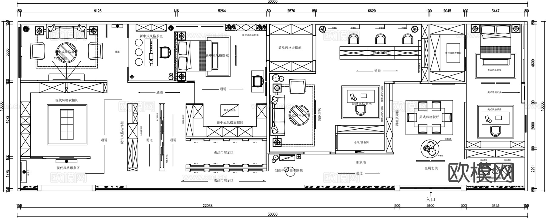 家具展厅平面图cad施工图