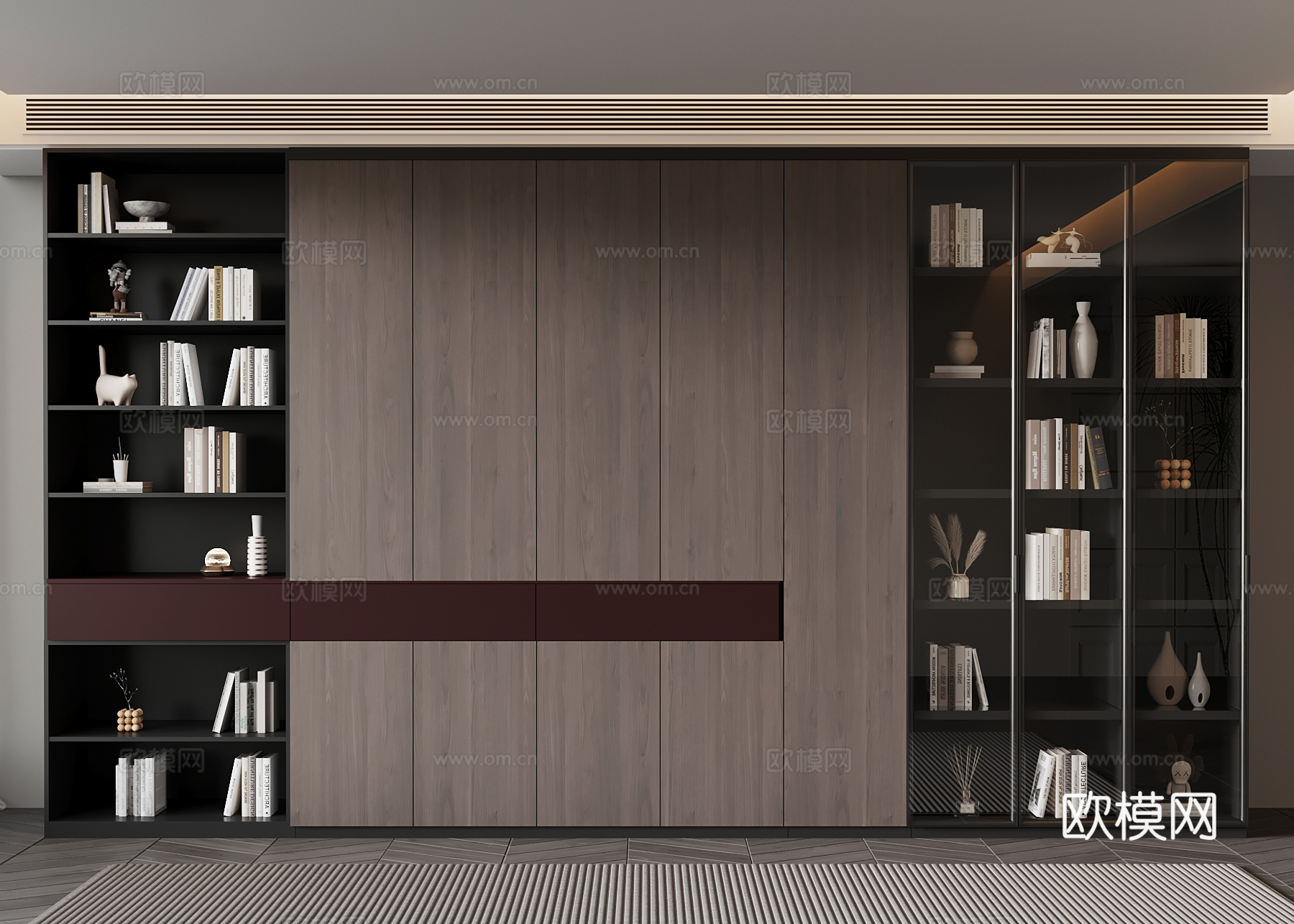 现代意式书柜su模型