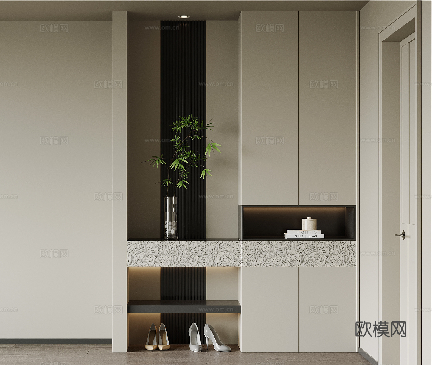 现代鞋柜 入户玄关柜su模型