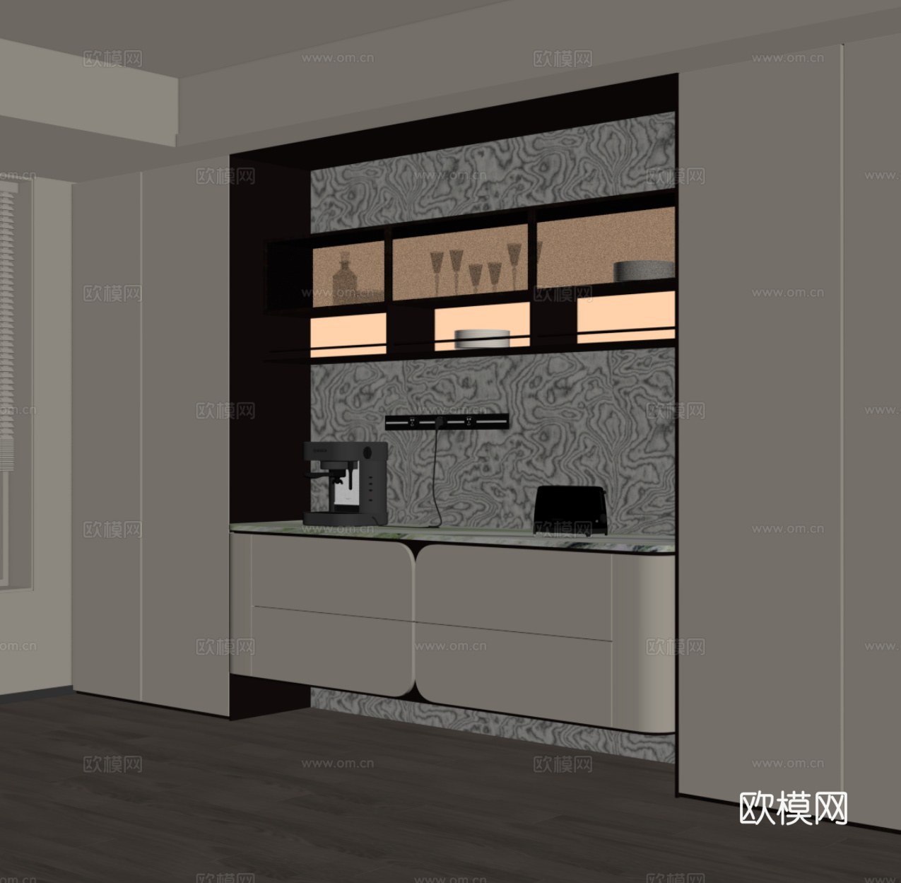 现代酒柜su模型