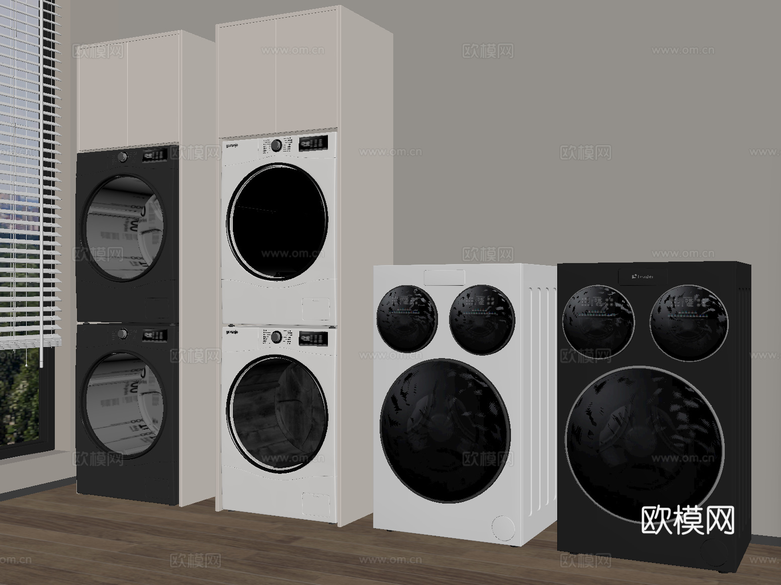 现代洗衣机 洗烘一体机su模型