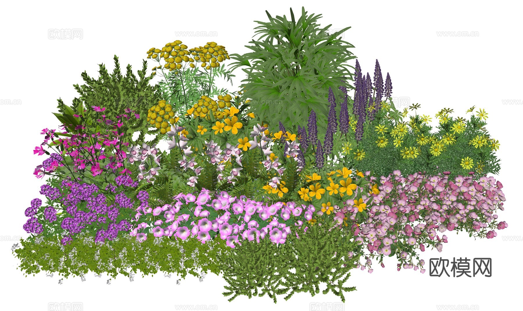 现代室内庭院景观植物堆组合su模型