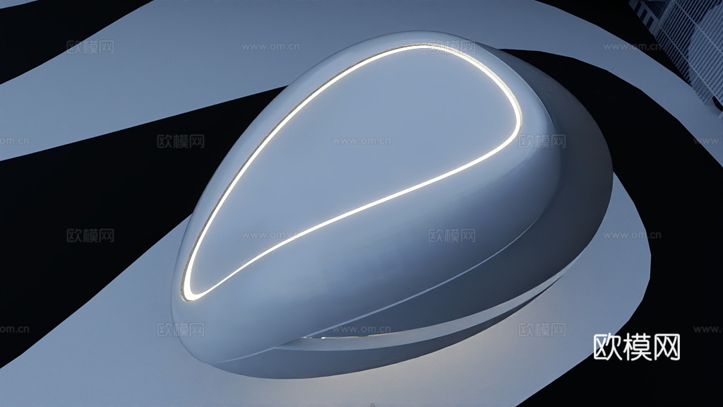 原创头盔型建筑公装室内外设计3d模型下载（渲染图2）