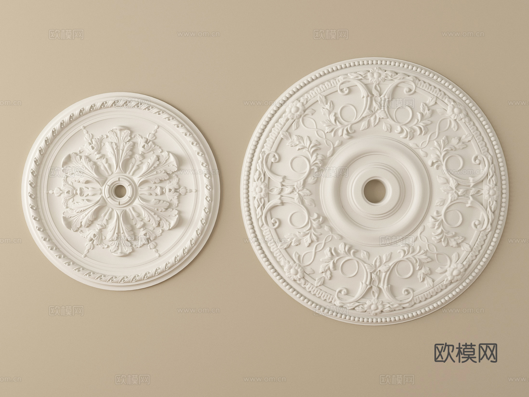 法式雕花 灯盘 石膏构件su模型