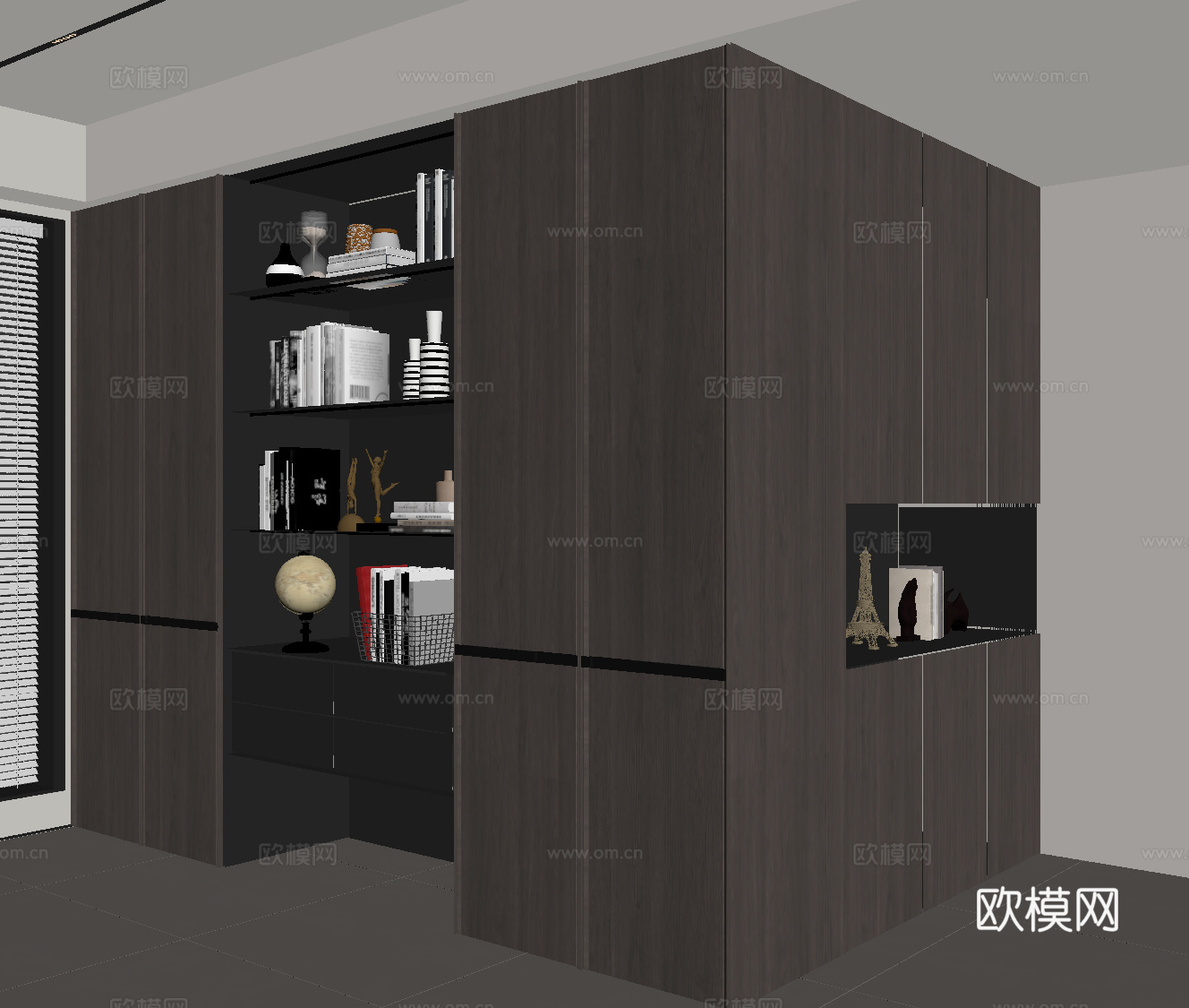 现代意式书柜 玄关柜su模型