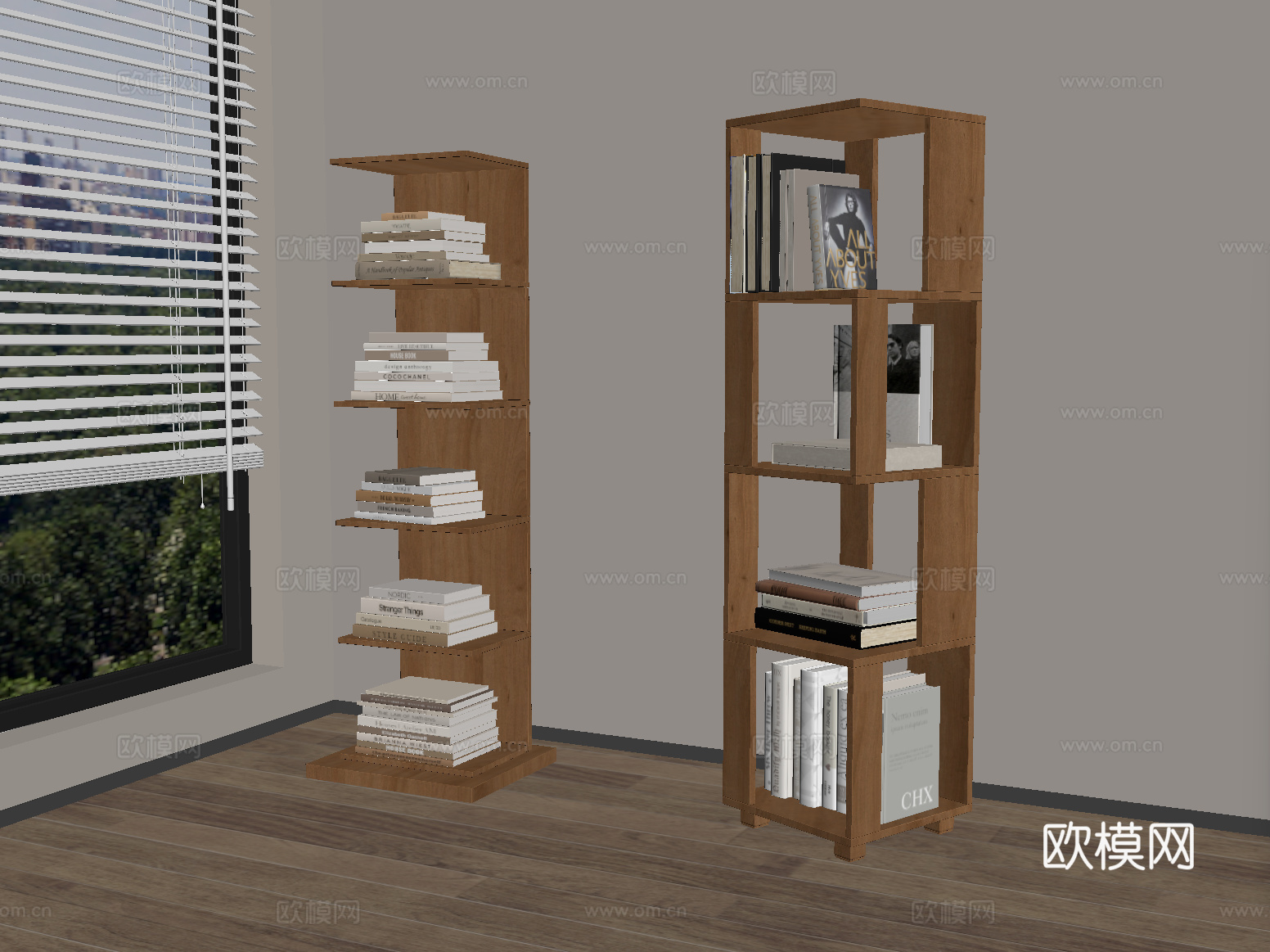 现代书架 简约书架 书籍摆件su模型